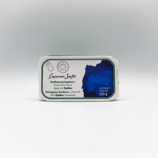 Sardines portugaises à l'huile d'olive avec algues du Québec