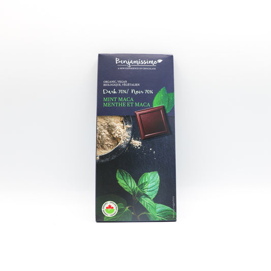Chocolat végétalien menthe et maca