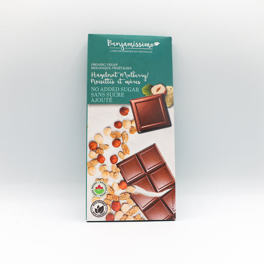 Chocolat végétalien noisettes et mûres