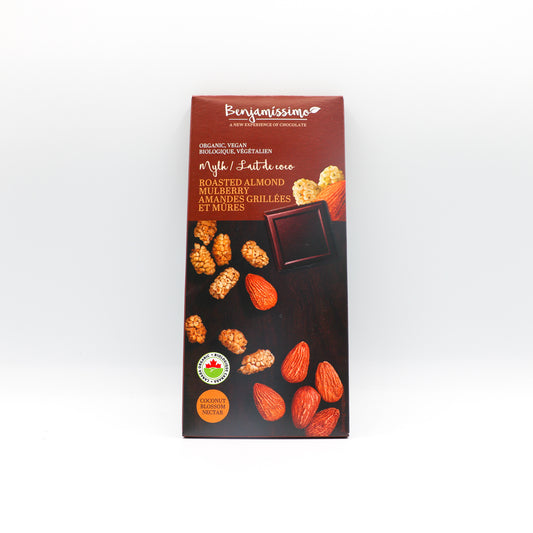 Chocolat végétalien amandes grillées et mûres