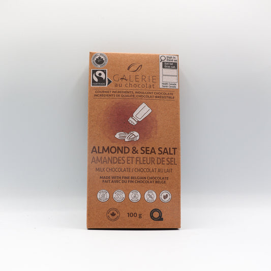 Chocolat au lait amandes et fleur de sel 100g